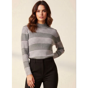 Karen Scott Claire Violet Night Cotton Ribbed Mock-Neck Sweater Size XL NWT